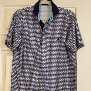 Greyson Blue and White Patterned Polo